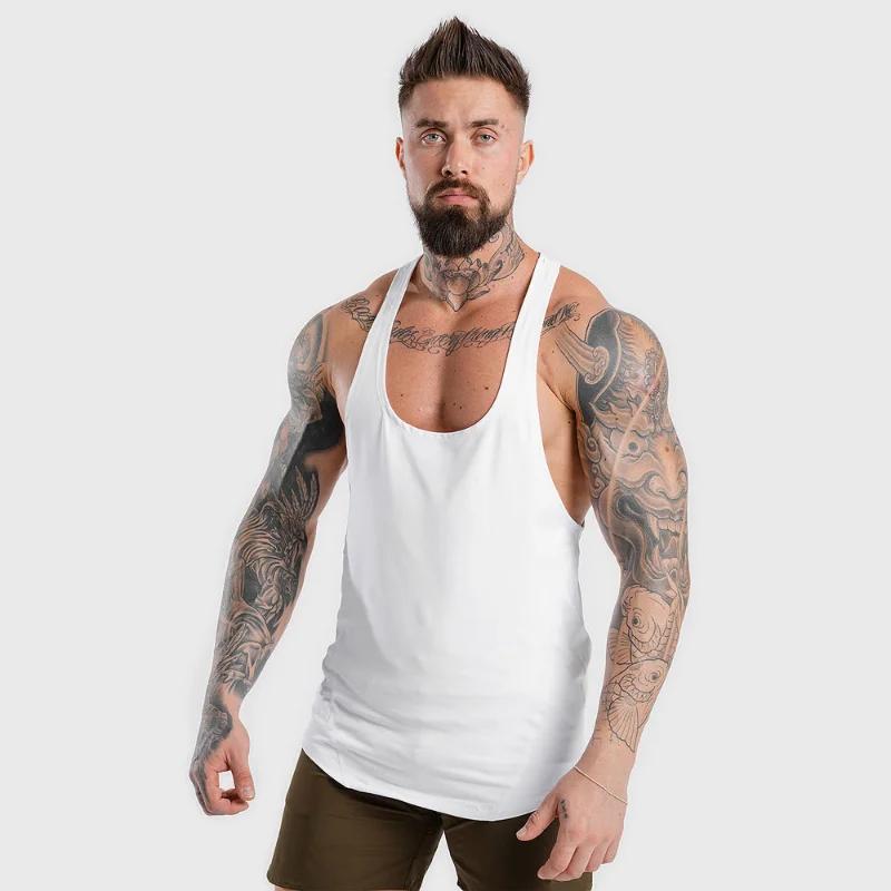 Canotta Sportiva Estiva da Uomo Muscolatura Fitness Elastica Traspirante Bianca Leggera Senza Logo Giuntata