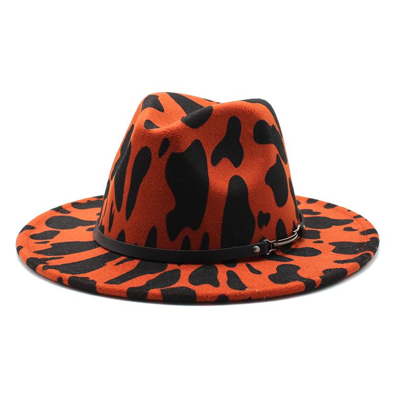 

Men S And Women S New Cow-Patterned Woolen Top Hats, Jazz Hats, Felt Hats M（56-58cm）