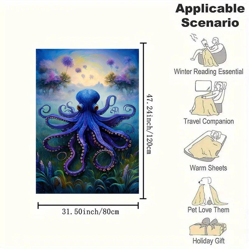 "Oceanic Majesty: The Enchanting Octopus Wall Art"Blanket Flannel Throw Blanket for Sofa, Bed, Travel, Camping, Office, Couch, Chair, And Be