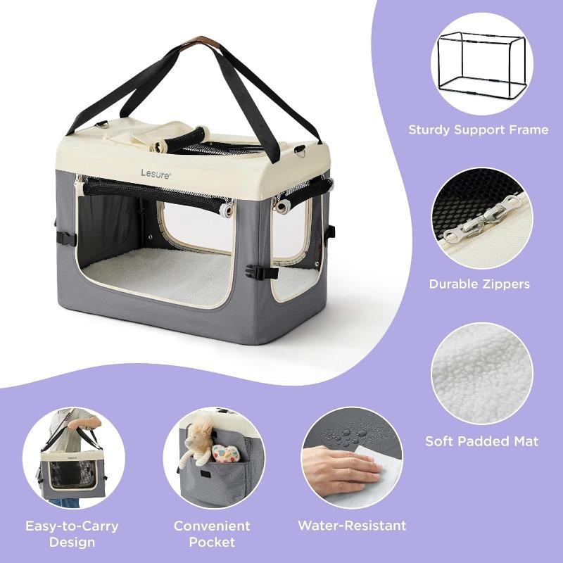 Zusammenklappbare Reise-Hundebox für kleine Hunde, Tragbare weiche Haustierbox für Outdoor & Indoor, Faltbares Stoff-Hundegehege mit Griff