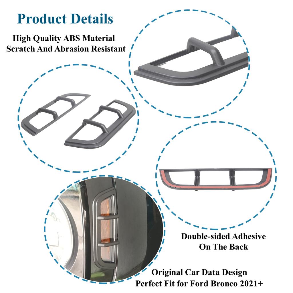 Car Front Wheel Eyebrow Lamp Decoration Protector Cover Fit LED Light Source for Ford Bronco -2023 Lamp Hoods