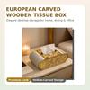 Wooden Carved Tissue Box Cover, European Style Decorative Napkin Holder, Creative Desktop Storage Box for Home Living Room Bedro