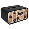 Tissue Box Cover Cat Themed Rectangular Paper Tissue Holder PU Leather Waterproof Paper Tissue Dispenser for Office Home Car
