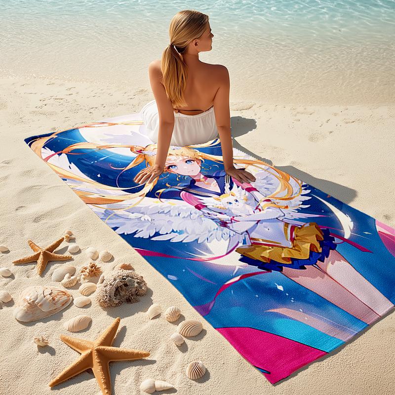 Beach Towel with Sailor Moon1 Pattern - soft,absorbent,machine washable Lightweight&Modern,swimming,Travel Essentials