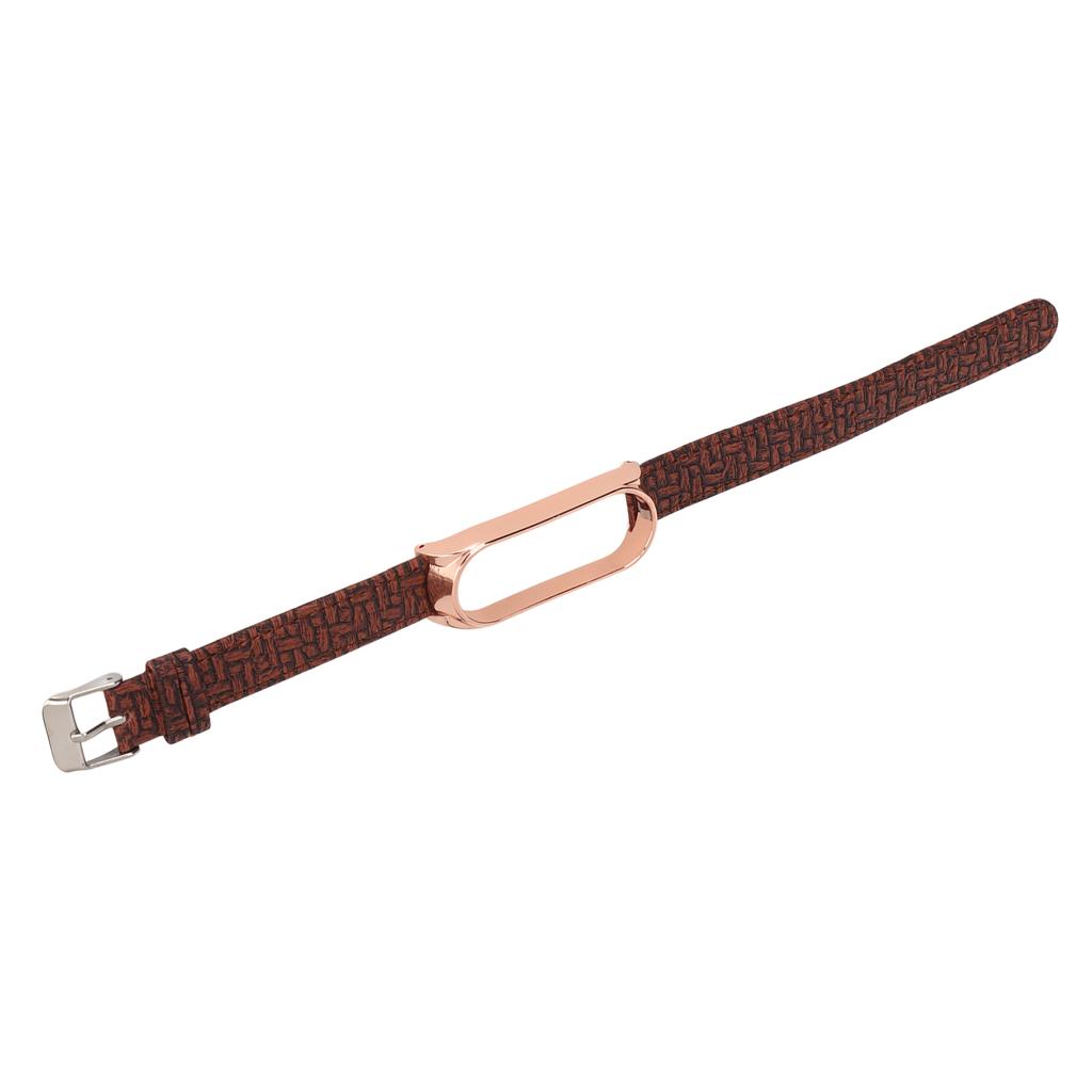 Smart armbåndsbånd Smartklokke armbånd Lærreim Metallkapsling Anti-tapt for Mi Band 6 5