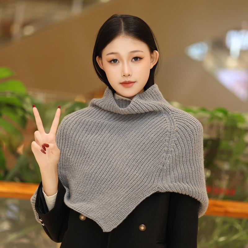 High Collar Shawl Winter Keep Warm Neck Protection Pullover Knitted Scarf For Women