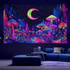 1pc Fluorescent Mushroom Moon Tapestry, UV Black Light Forest Fantasy Plant Space Tapestry, Home Decoration Wall Hanging