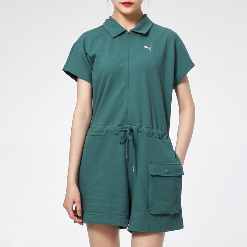 Puma Ss21 Zipper Women Jumpsuit Green 532849-45