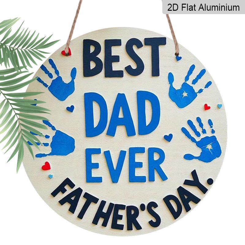 2D Flat 1pc, 8x8 in, Wishing You A Happy Father's Day with Circular Aluminum Metal Signs, Suitable for Terraces, Porches, Garages, Homes, Cafes
