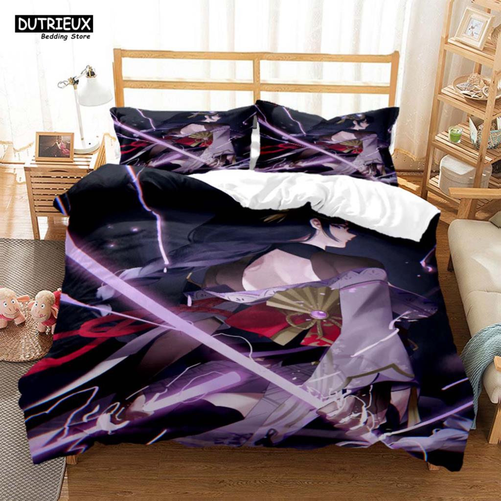 Genshin Impact Animation Cartoon Soft And Comfortable Customizable Comforter Bedding Sets Bedding Set Luxury Quilt Cover