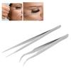 2Pcs Tweezers Eyelash Extension Straight Curved Anti Static Matte Stainless Steel Supplies