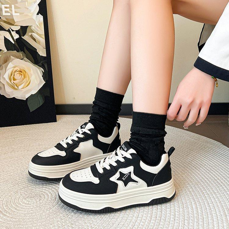 

Толстая подошва, увеличивающая рост, туфли Star Board осенью 2024 года, новые модные туфли с круглым носком, повседневные кроссовки Muffin Sports 35 чёрный