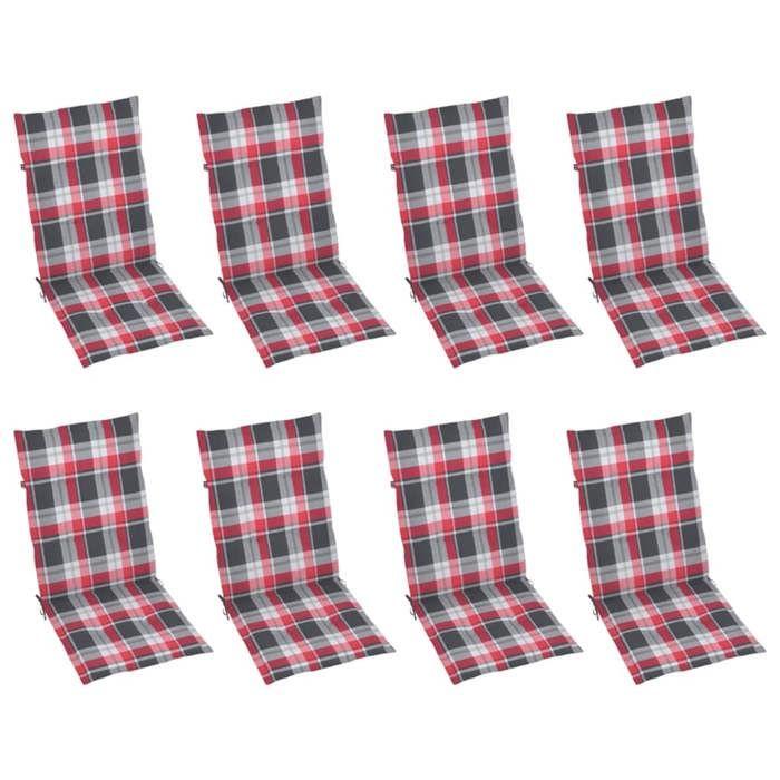 Chaises de jardin - MAISON EXCLUSIVE - Chaises inclinables - Lot de 8 - Bois d'acacia massif - Coussins inclus