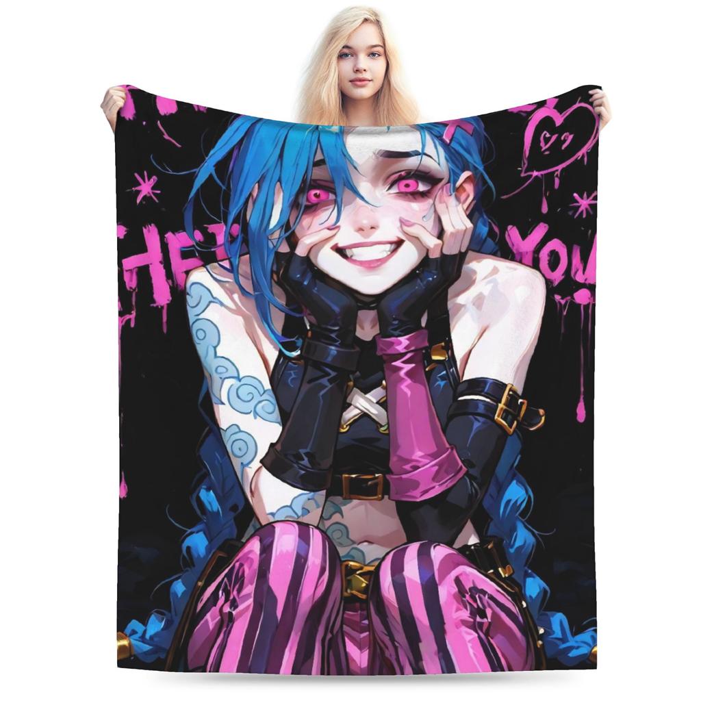 Arcane Vi Jinx Blankets Quality Warm Throw Blanket Autumn Students Living Room Aesthetic Bedspread
