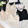 Women Floral Lace V Neck Spaghetti Strap Camisole With Built In Bra Seamless Inner Wear