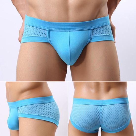 Men's Sexy Mesh Modal Triangle Underwear Fashion Breathable Briefs Underpants