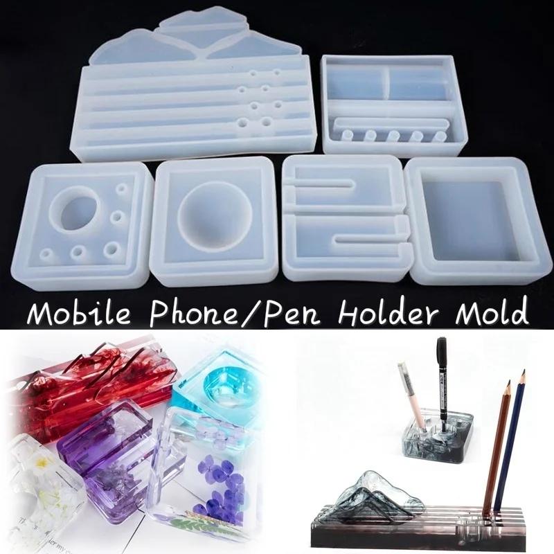 6 Types Silicone Mold of Mobile Phone/Pen Holder s Resin Epoxy DIY Jewelry Making Tools ( Only)
