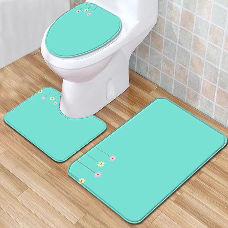 Stylish And Simple Toilet Floor Mat Three-Piece Bathroom 3-Piece Carpet Door Mat