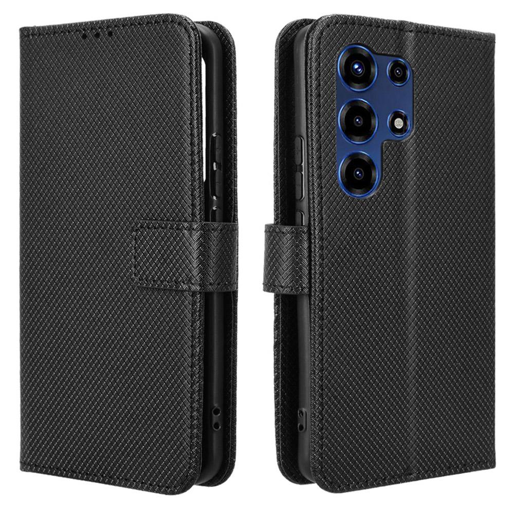 For Itel Super 26 Ultra Leather Wallet Case with Strap Diamond Texture Phone Cover