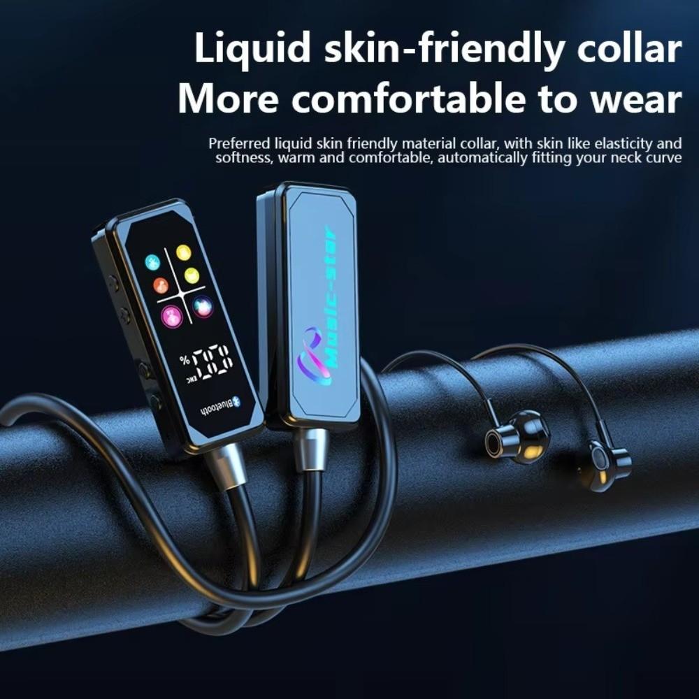 LED Digital Display Wireless Earbuds Neckband Long Standby Bluetooth Headphones  Mobile Gaming