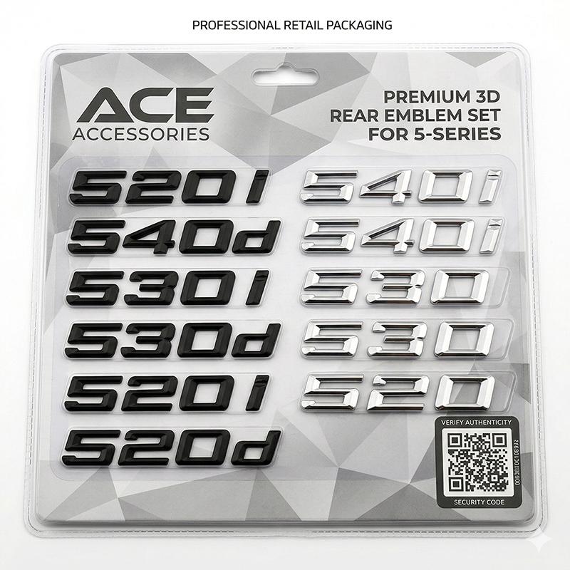 Nero Lucido 520i 530i 540i 520d 530d 540d Emblema Adesivo Badge Posteriore per Baule per BMW Serie 5 G30 F10 Accessori per Styling Auto