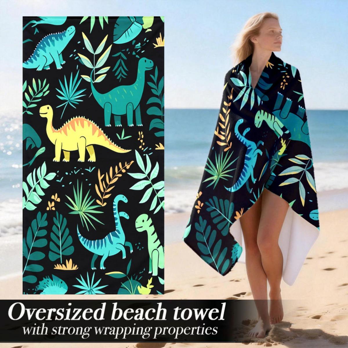 

Dinosaur Jungle Oversized Beach Towel – Plush & Absorbent, Fun Prehistoric Design, Perfect for Yoga & Gift Use W30*H60(CM)