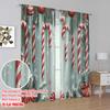 2pcs,2D Plane Printing Curtains Digital Printed Christmas Candy Cane Ornaments Snow (4) Versatile Polyester Fabric (without Rod)