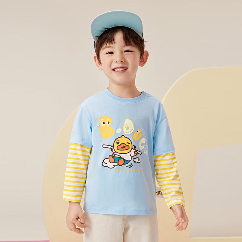 B.Duck Boys' Cartoon Striped Long Sleeve Top