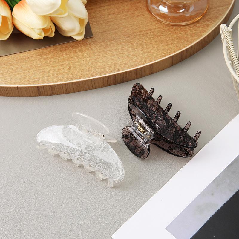 Delicate Lace Pattern Claw Clip, Gentle And Sophisticated Acetic Acid Updo Shark Clip, Lazy Style Hair Accessory