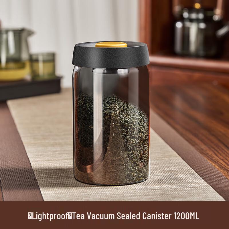 XL Vacuum Sealed Glass Tea Canister 1200ml