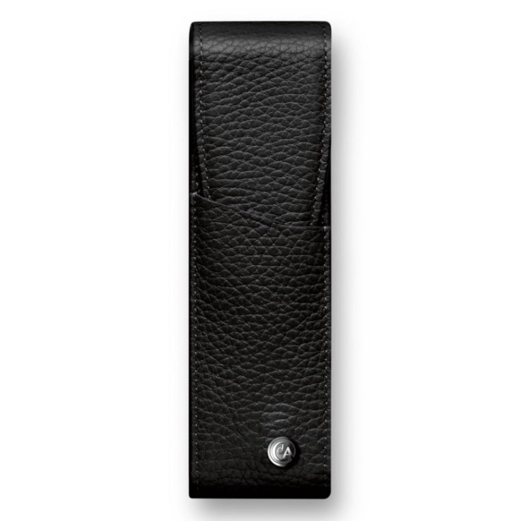 Caran d'Ache Leman Marocquinery Pencil Case 6202-782 Black, 2-Pen Holder, Officially Imported