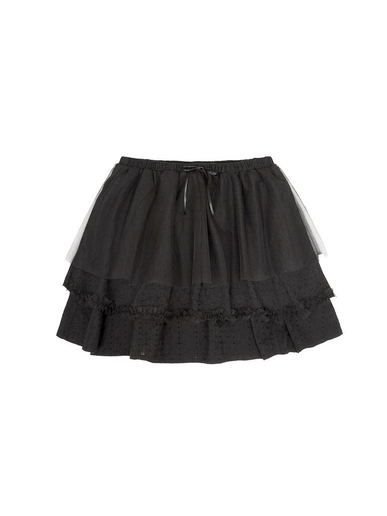 Tuomio Eyelet Tutu Skirt [Black]