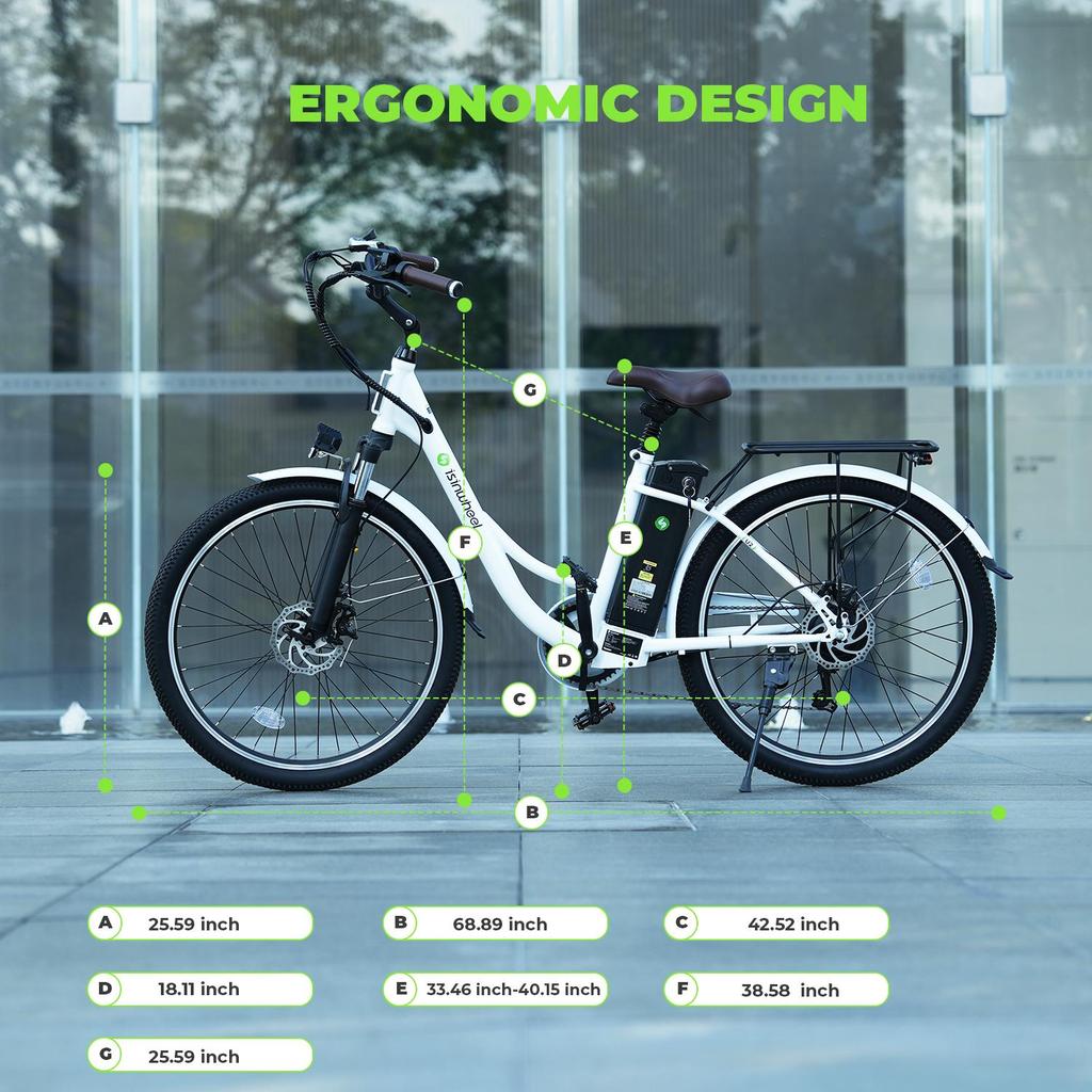 ISINWHEEL U2 Maximum Power 250W Maximum Speed 25KM/H Maxium Range 45 Miles (75KM) Battery 468 Wh Charging Time 6 H