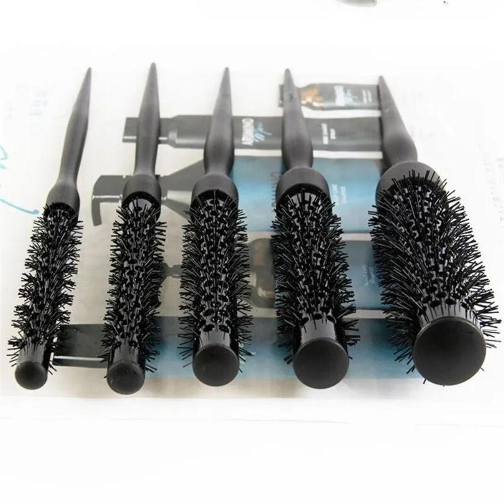 Nylon Comb Round Barrel Hair Comb Black Cylinder Curly Hair Comb Hair Styling Hair Brush