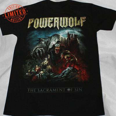 Powerwolf The Sacrament OF Sin Tour Rare Black T-shirt Tops Tee S-4XL