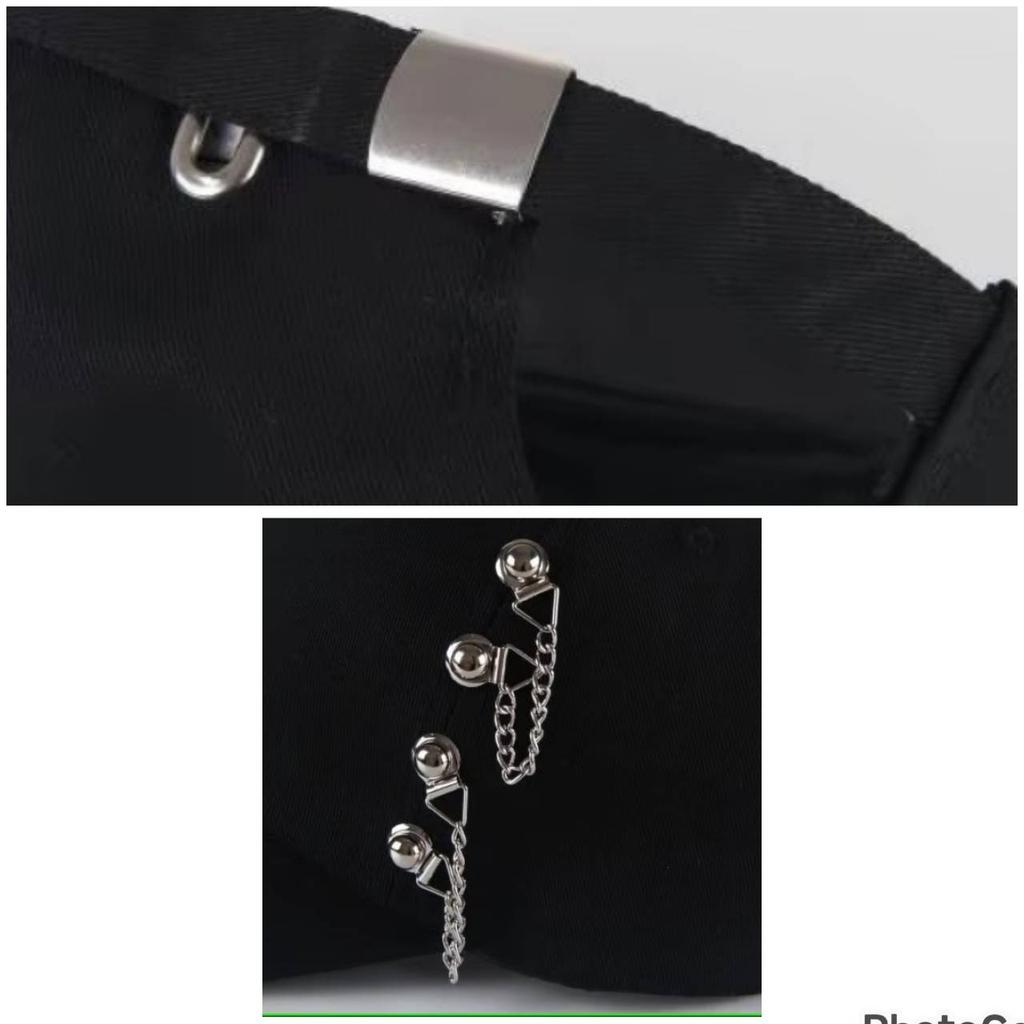 Baseball Cap Hat Metal Ring Chain Spring Summer Autumn Punk Hip Hop Rock Adjustable Unisex Men Women Outdoor Casual Cotton