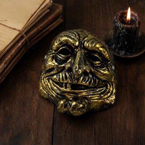 Accessoire d'Halloween Masque de Clown Vintage, Accessoire Effrayant Or Argent Atmosphère Sombre Masque de Fête pour Fête, Costume de Mascarade Effrayant Hanté