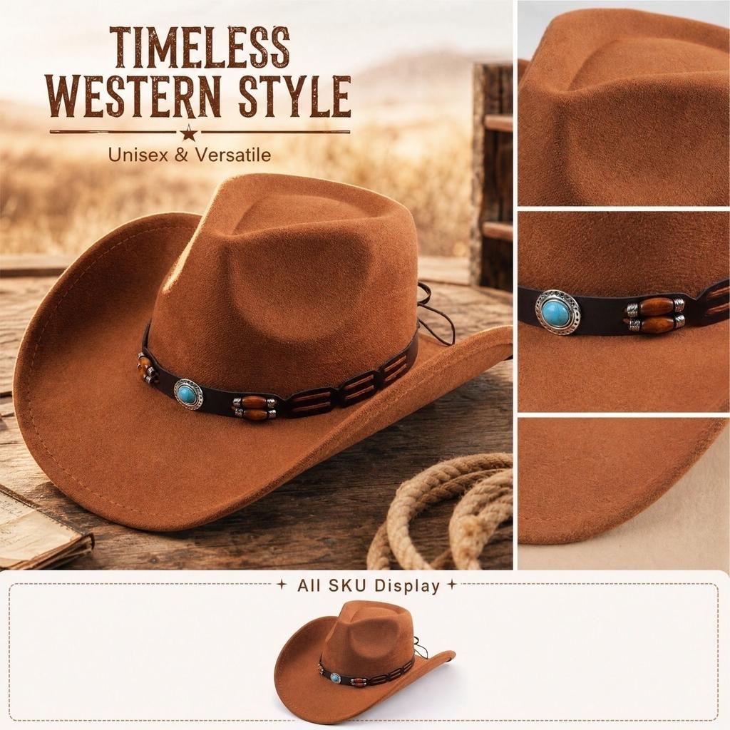 Wide Fedora Hat with Faux and Decorative Beads for Men Women