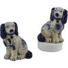 Handbemaltes blau-weißes Porzellan Hundepaar Kleine Figuren Heimdeko