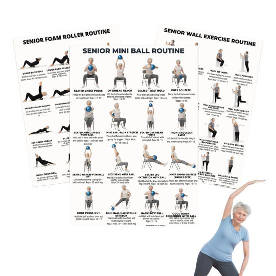 3Pcs Tai Chi Workout Posters Seated Exercise Chart with 16 Gentle Chair Yoga Movements Tai Chi Instructions for Beginners Seniors