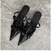Fashion 2026 Summer Female New Designer Sandals Pointy French Sexy High Heels Fashion Female Bow Mueller Shoes Slipper
