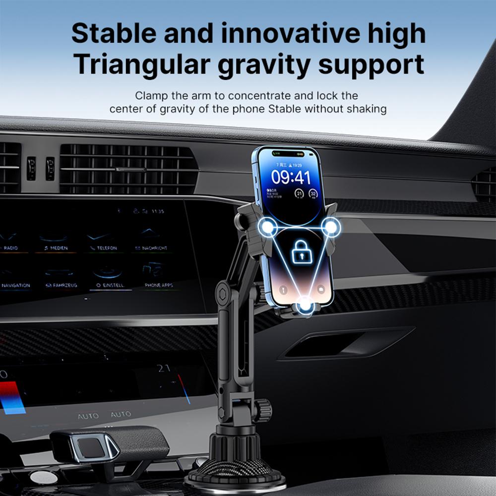 Car Cup Holder Phone Mount with 360-Degree Rotation Navigation Mount with Triangular Gravity Support Reserved Charging Port