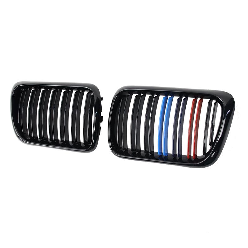 2-piece double-line style front grille for BMW E36 LCI 1997-1999 M3 double-bar upper grille
