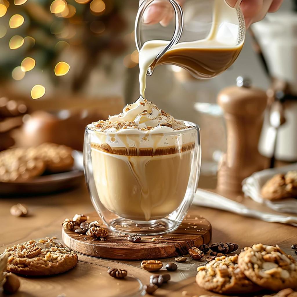 4PCS Glass Coffee Mugs , Double Wall Insulated Thermal Cups, Clear Glass Coffee Cup for Tea/Juice/Milk, Cappucino Espresso Mug