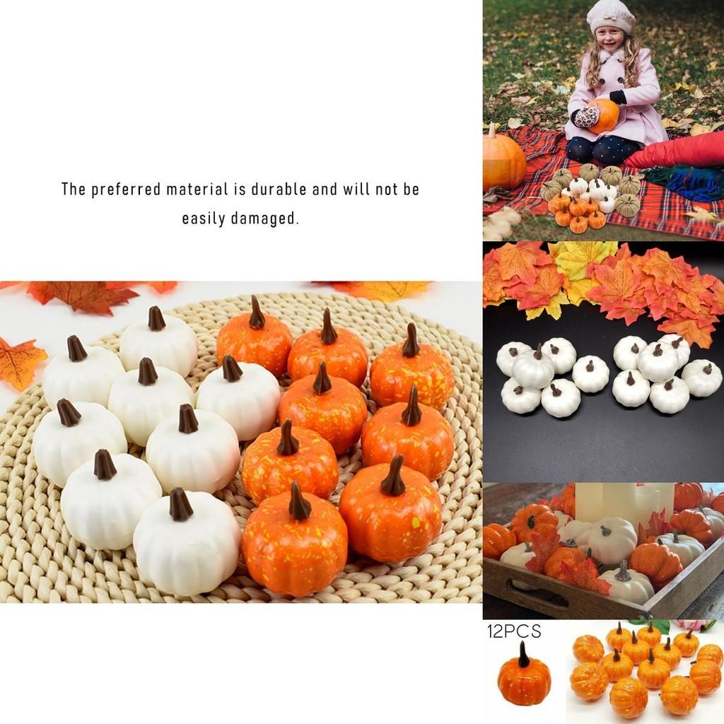 12pcs Artificial Mini Foam Pumpkin Simulation Props Perfect For Halloween Party Decoration