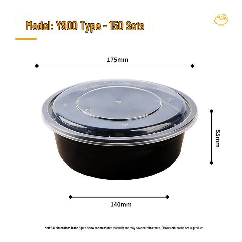 900ml Black Round Disposable Takeout Containers