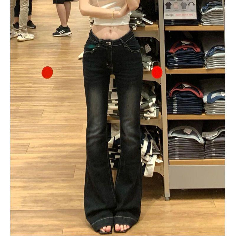 

Women s High Waist Retro Dark Blue Flared Jeans S темно-синий