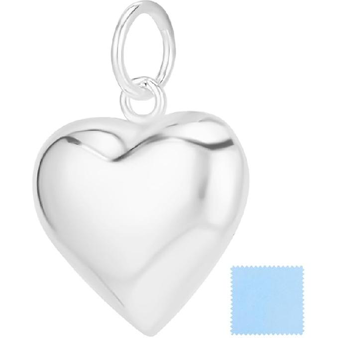 Beebeecraft 1 Box 925 Sterling Silver Charms Puffed Heart Charms 3D Love Dangle Pendants with Jump Rings for Jewellery Making Necklaces Bracelets DIY