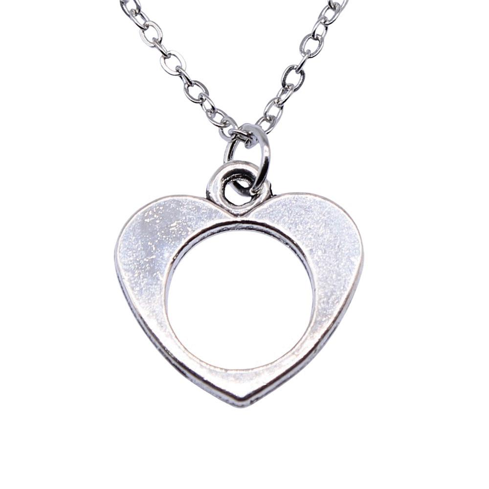 Ornate Angel With Heart Pendant Necklace Spiritual Faith Jewelry 40cm Short Chain