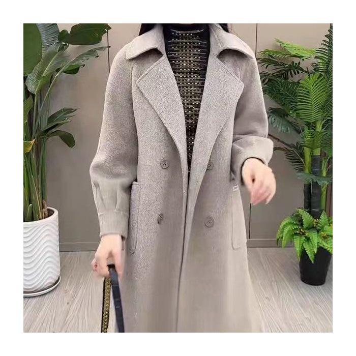 Spot 2025 Elegant Long Woolen Coat - Loose Mid-Length, Autumn/Winter Style
